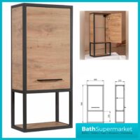Loft Scandinavian Oak Black Frame Wall Mounted Basin Unit & Storage Cabinet Package