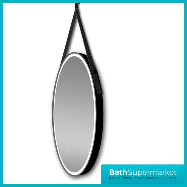 Sognare Bello Matt Black Round LED Illuminated Demister Bathroom Mirror 600mm