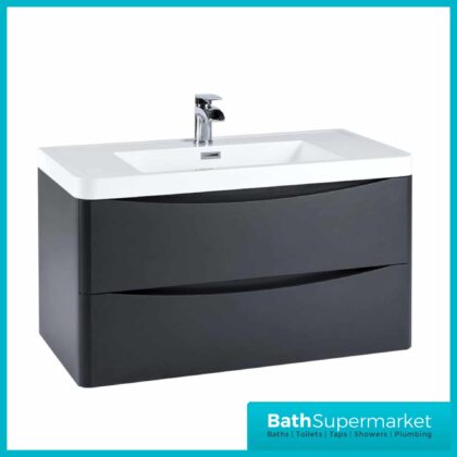 Sognare Cella Matt Grey Wall Hung Vanity Drawer Unit & Basin 900mm Wide