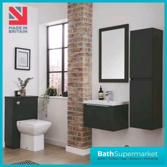 Kore Matt Dark Grey Floor Standing Back To Wall WC Unit 500mm Width
