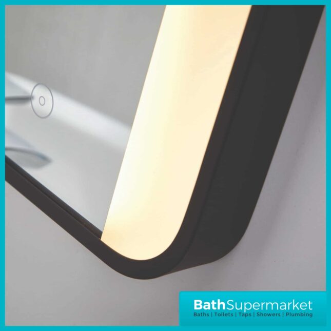 Sognare Noir Matt Black LED Touch Sensor Bathroom Mirror With Demister 500mm x 700mm