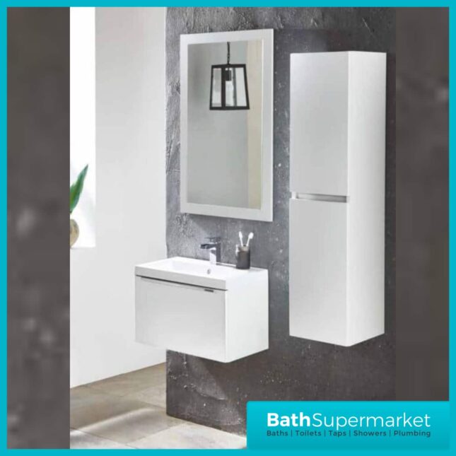 Sognare Muro Gloss White Wall Mounted Drawer Unit & Ceramic Basin 500mm - Image 4