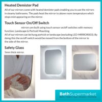 Sognare Halo Touch Sensor Illuminated LED Mirror With Demister 500mm x 700mm