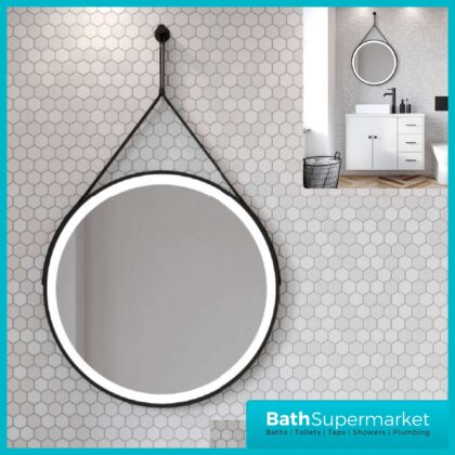 Sognare Bello Matt Black Round LED Illuminated Demister Bathroom Mirror 600mm