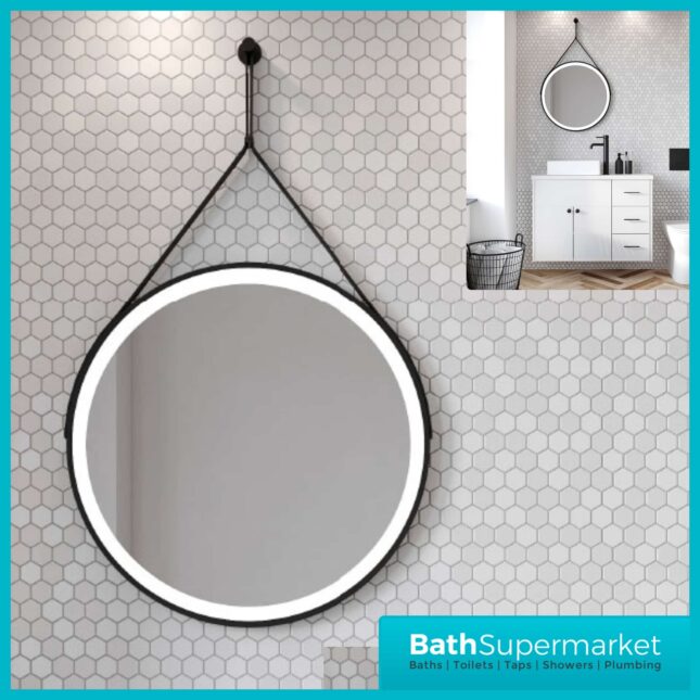 Sognare Bello Matt Black Round LED Illuminated Demister Bathroom Mirror 600mm