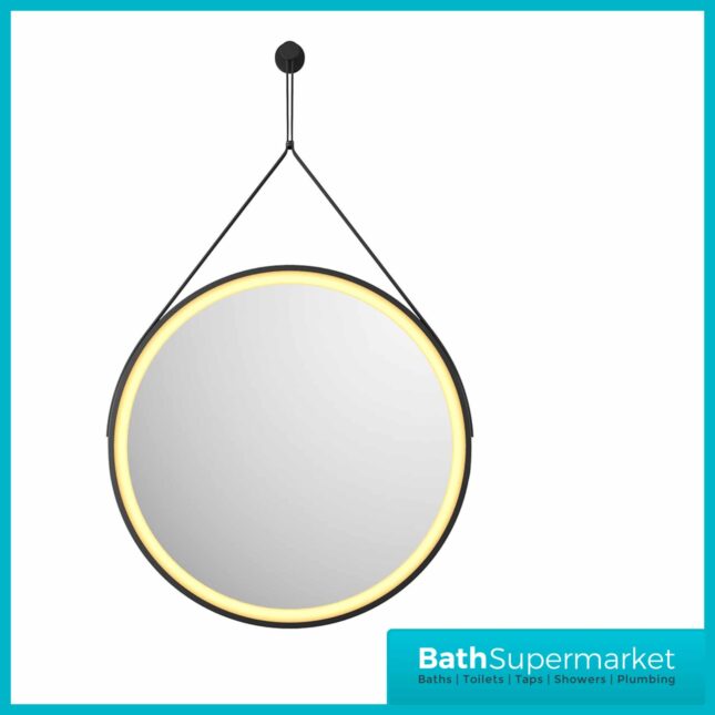 Sognare Bello Matt Black Round LED Illuminated Demister Bathroom Mirror 600mm