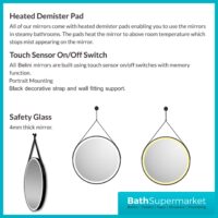 Sognare Bello Matt Black Round LED Illuminated Demister Bathroom Mirror 600mm