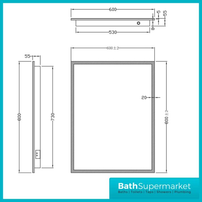Sognare Losca LED Illuminated Bathroom Demister Mirror 600mm x 800mm