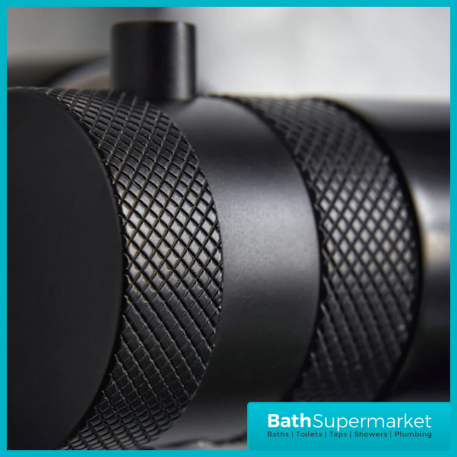 Sognare Knurled Black Round Thermostatic Bar Mixer Valve Shower Set