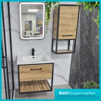 Loft Scandinavian Oak Black Frame Wall Hung Storage Unit 400mm Wide x 900mm High