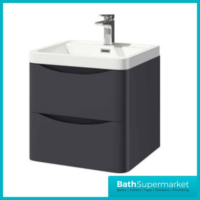 Cassellie Bali Anthracite Wall Mounted Vanity Unit 500mm Wide - Image 7