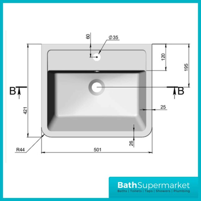 Cassellie Bali Gloss White Wall Mounted Drawer Unit & Basin 500mm