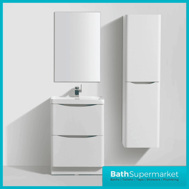 Cassellie Bali White Wall Mounted Tall Storage Unit 1500mm High