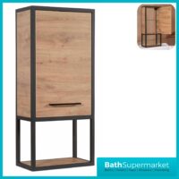 Loft Scandinavian Oak Black Frame Wall Mounted Basin Unit & Storage Cabinet Package