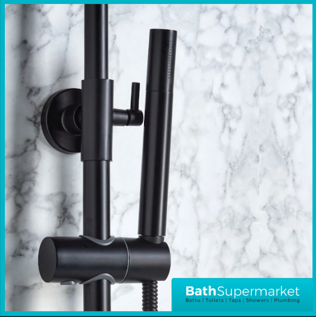 Sognare Knurled Black Round Thermostatic Bar Mixer Valve Shower Set - Image 8