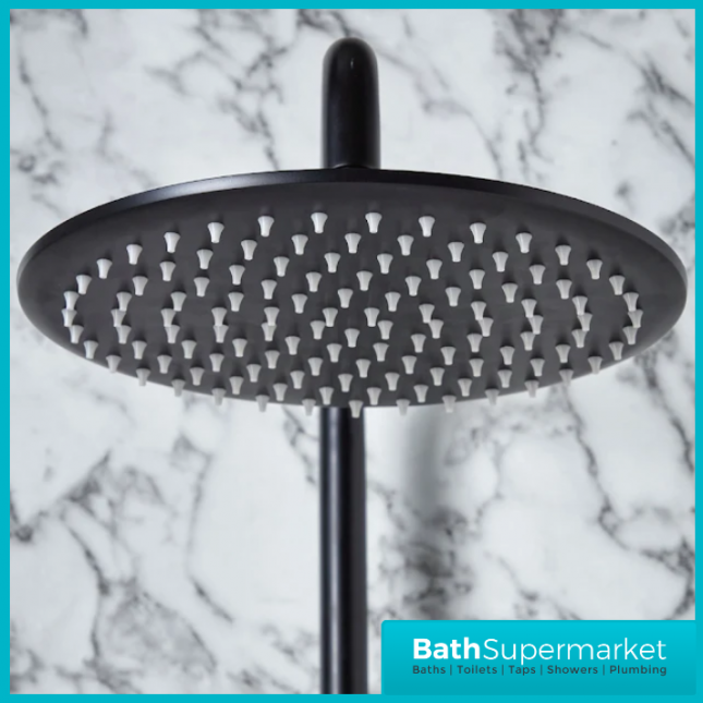 Sognare Knurled Black Round Thermostatic Bar Mixer Valve Shower Set