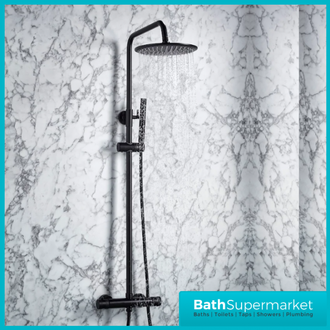 Sognare Knurled Black Round Thermostatic Bar Mixer Valve Shower Set - Image 3