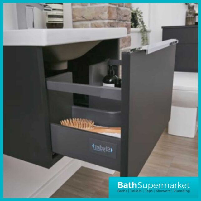 Sognare Muro Dark Grey Wall Mounted Drawer Unit & Ceramic Basin 500mm
