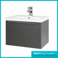 Sognare Muro Dark Grey Wall Mounted Drawer Unit & Ceramic Basin 500mm