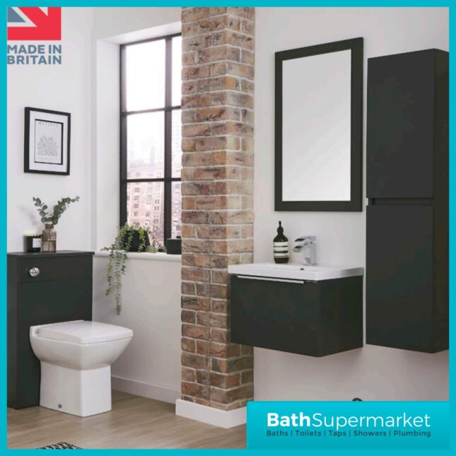 Sognare Muro Dark Grey Wall Mounted Drawer Unit & Ceramic Basin 500mm