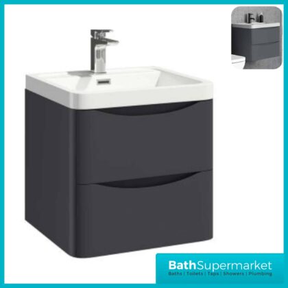 Cassellie Bali Anthracite Wall Mounted Vanity Unit 500mm Wide