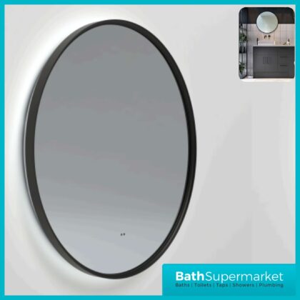 Sognare Lacie Round Matt Black LED Illuminated Bathroom Demister Mirror 600mm