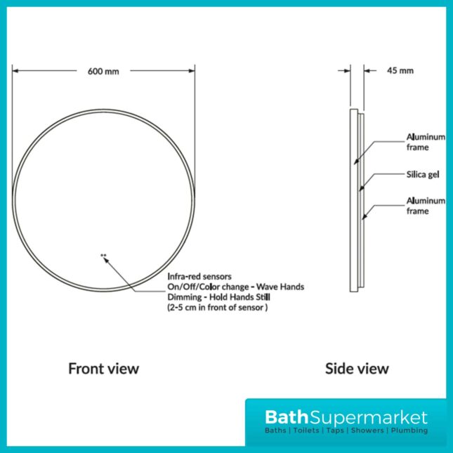 Sognare Lacie Round Brushed Brass LED Illuminated Bathroom Demister Mirror 600mm