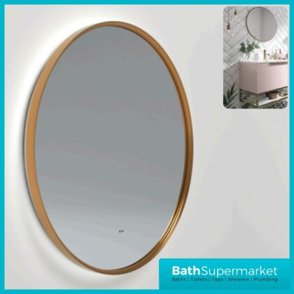 Sognare Lacie Round Brushed Brass LED Illuminated Bathroom Demister Mirror 600mm