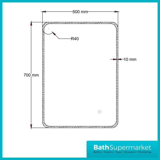 Sognare Vital LED Touch Sensor Mirror With Demister Pad 500mm x 700mm