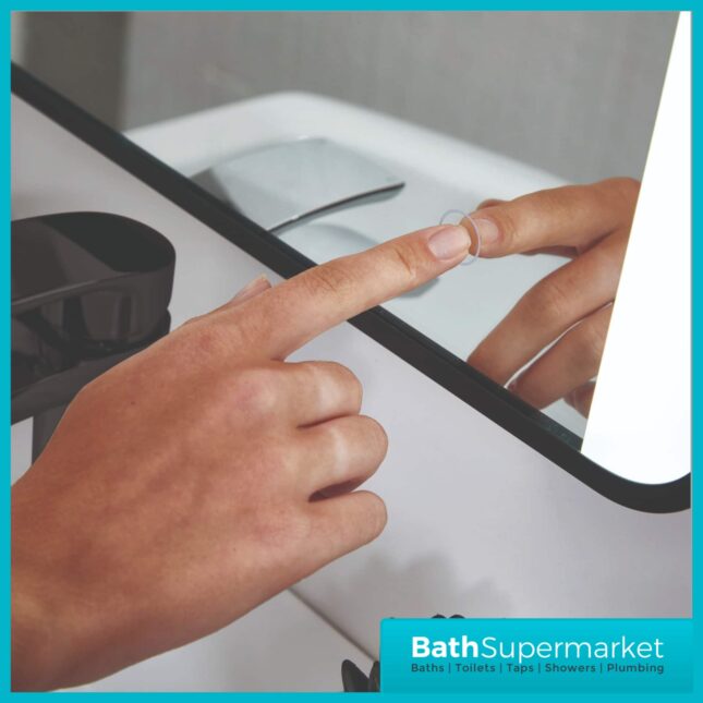 Sognare Noir Matt Black LED Touch Sensor Bathroom Mirror With Demister 500mm x 700mm
