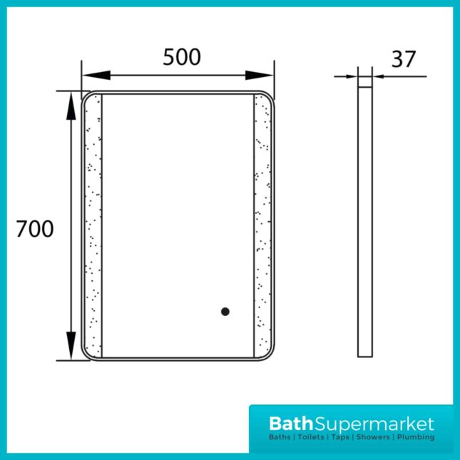 Sognare Noir Matt Black LED Touch Sensor Bathroom Mirror With Demister 500mm x 700mm