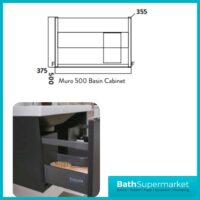 Kore Matt Dark Grey Wall Mounted Drawer Unit With Black Frame & Ceramic Basin 500mm