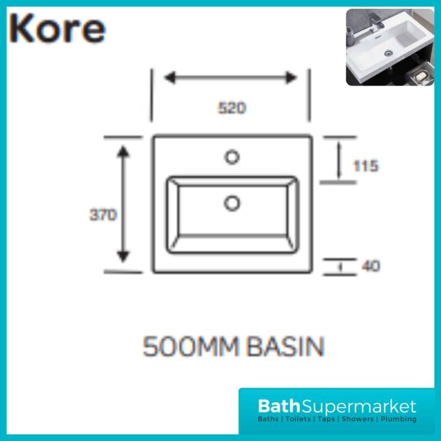 Kore Sonoma Oak Wall Mounted Drawer Unit With Black Frame & Ceramic Basin 500mm