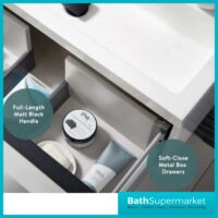 Kore Sonoma Oak Wall Mounted Drawer Unit With Black Frame & Ceramic Basin 600mm