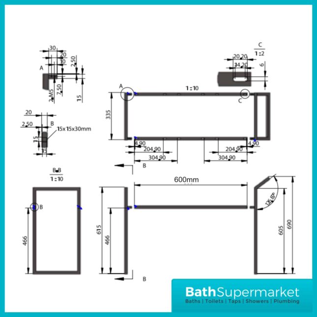 Kore Sonoma Oak Wall Mounted Drawer Unit With Black Frame & Ceramic Basin 600mm