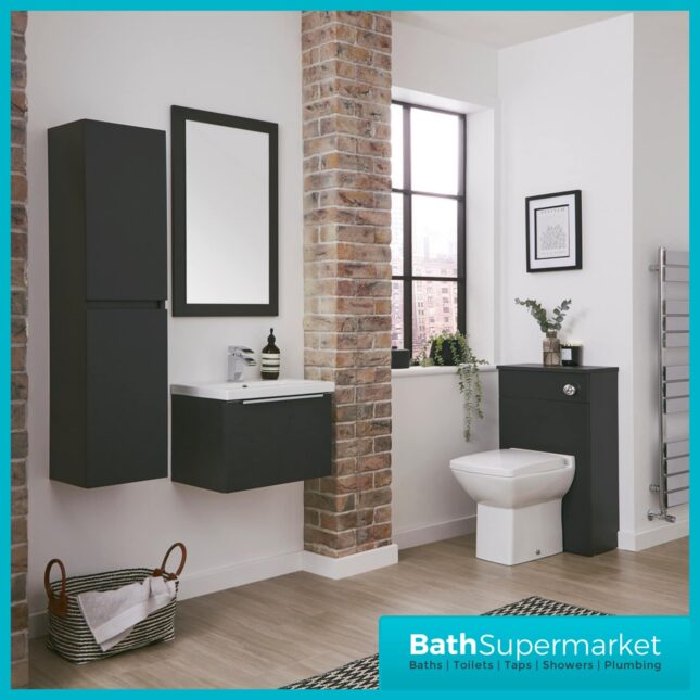 Kore Matt Dark Grey Floor Standing Back To Wall WC Unit 500mm Width