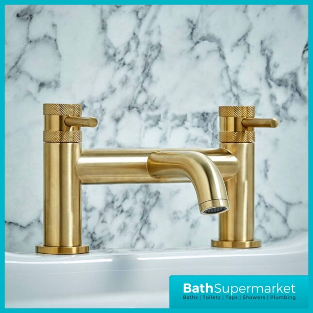Knurled Modern Round Brushed Brass Bath Filler Tap & Screw Head 2 Types - Image 6