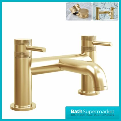 Knurled Modern Round Brushed Brass Bath Filler Tap & Screw Head 2 Types