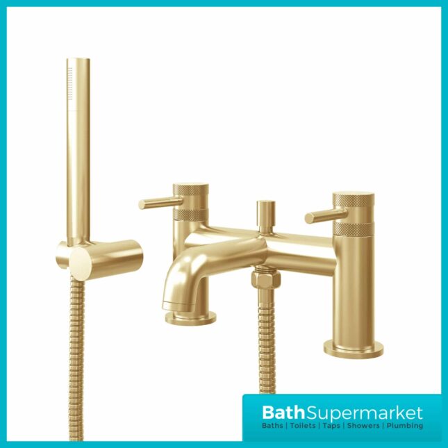 Knurled Round Brushed Brass Bath Shower Mixer Tap & Screw Head 2 Types