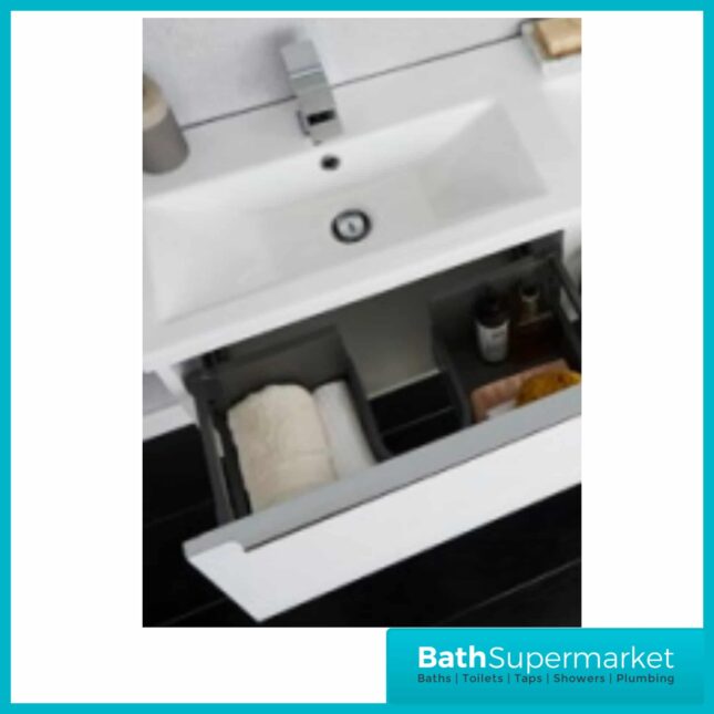 Celeste Muro Gloss White Wall Mounted Drawer Unit & Ceramic Basin 500mm