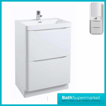 Cassellie Bali Gloss White Floor Standing Drawer Unit & Basin 500mm
