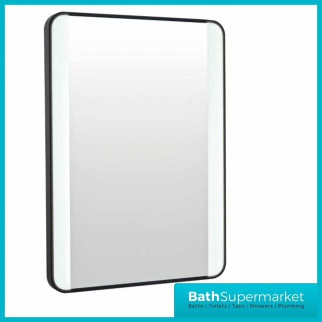 Sognare Noir Matt Black LED Touch Sensor Bathroom Mirror With Demister 500mm x 700mm