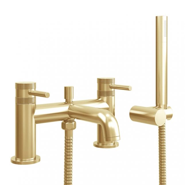 Knurled Round Brushed Brass Bath Shower Mixer Tap & Screw Head 2 Types - Image 7
