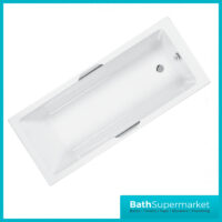 Kvit Luxe White Single Ended Acrylic Bath Integrated Black Twin Grips – Various Sizes