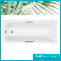 Kvit Luxe White Single Ended Acrylic Bath Integrated Black Twin Grips – Various Sizes