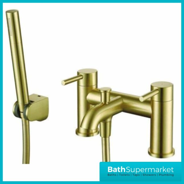 Synergy Studio D Round Brushed Brass Bath Shower Filler Mixer Tap Kit SY-G04BB