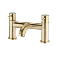 Aeris Brushed Brass Bath Filler Mixer Twin Lever Handle Tap - Image 2