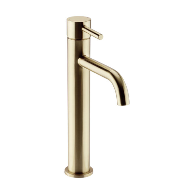 Aeris Brushed Brass High Rise Mono Basin Mixer Lever Handle Tap - Image 4