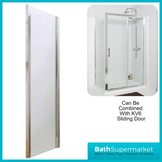 Kvit Kv6 Frameless 6mm Clear Glass Side Panel 900mm Wide x 1850mm Height