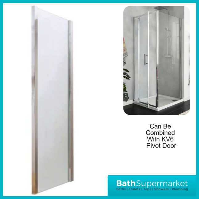 Kvit Kv6 Frameless 6mm Clear Glass Side Panel 900mm Wide x 1850mm Height